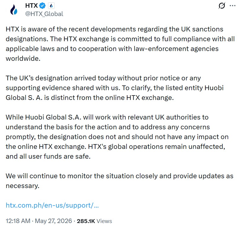 HTX sanctions UK