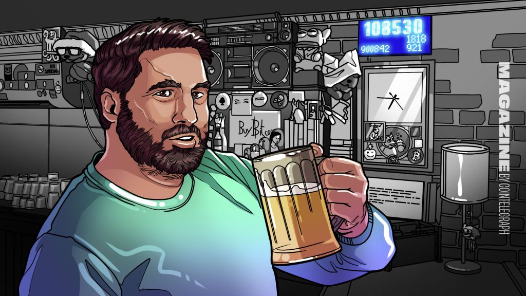 Peter McCormack enjoys a beer at New York City's PubKey bar